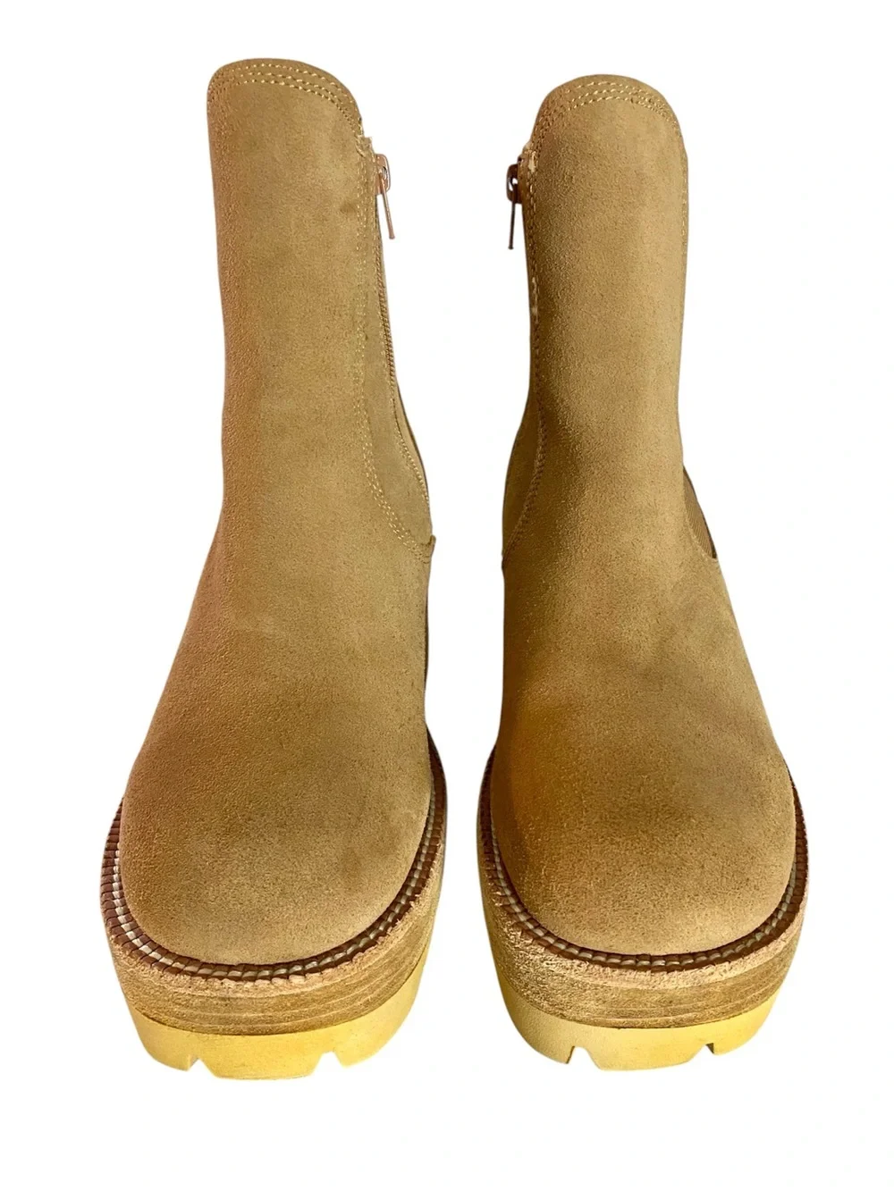 Free People Jeffrey Campbell Preston Platform Boots Sz 10 Y2K Tan Leather Suede